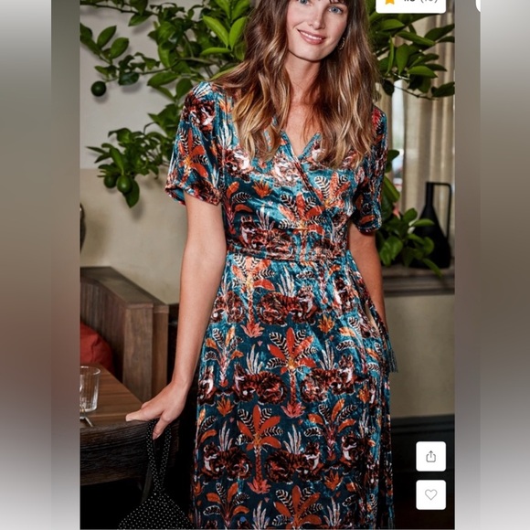 Printfresh Velvet Willow Wrap Dress Untamed Tiger Teal Oxide S - Picture 3 of 9